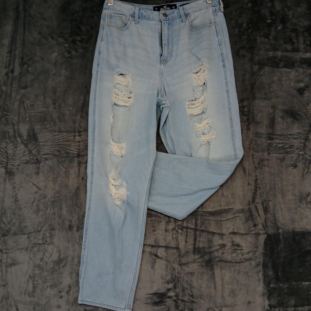 Hollister Jeans Womens W29 L27 Light Wash Curvy Ultra High-Rise Mom Distressed‎